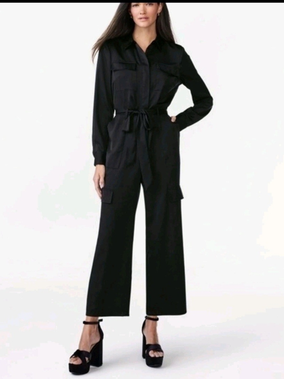 NWT - Scoop NYC Black Satin Jumpsuit